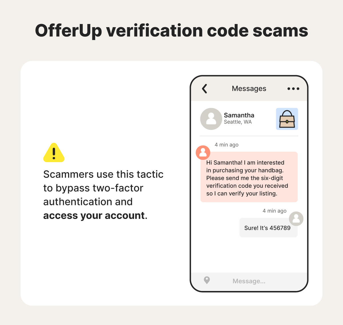 Example of an OfferUp verification code scam.