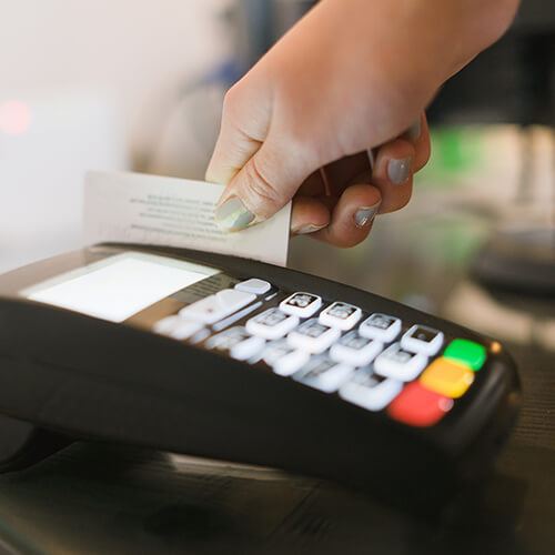 A cloned card going through a payment terminal.